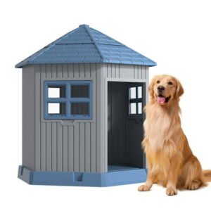 ENNSOO Durable Dog House Indoor Outdoor for Small Medium Dogs, Weatherproof Puppy Shelter with Elevated Floor & Air Vents