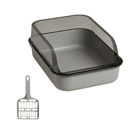 KONDYS Open Litter U Shape Lowered Pet Supplies With Bedpan Toilet Easy Clean Kitty Litter Pan Semi Closed For Small And Large Cats Cute Healthy Practical Pet Accessories