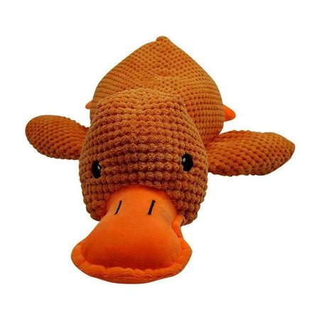 MU Mellow Dog Calming 2025 New Yellow Dog Toy The Mellow Calming Pillow Dogs Toy with Quacking Sound for Indoor Dogs (Brown)