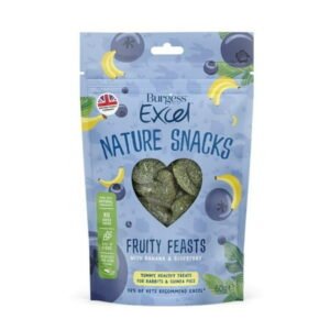 Burgess Excel Fruity Feasts with Banana and Blueberry Small Animal Treats 60gm Case of 12