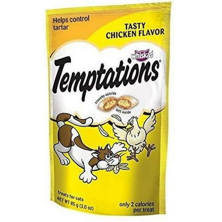 Whiskas Temptations Tasty Chicken Flavour Treats for Cats, 3-Ounce Pouches Pack of 12
