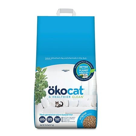 okocat Original Premium Clumping Natural Wood Cat Litter, Dust Free, Unscented, 12.6 lbs
