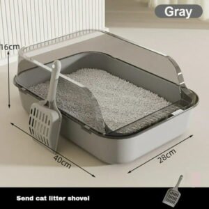 Cat Litter Box Thickening Cat Sandbox with Scoop Semi-enclosed Splashproof Tray Pet Toilet Cleaning Basin Bedpan Accessories