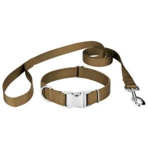 Country Brook Petz® Premium Nylon Dog Collar and Leash – Coyote Tan, Small