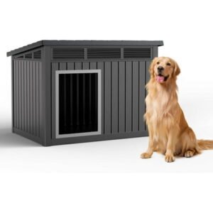 Dog House Indoor Outdoor Durable House with Weatherproof Pet House for Small Medium Large Dogs(Black, Medium Size)