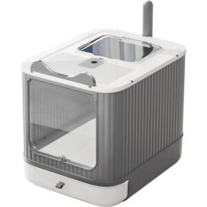Fully Enclosed Cat Litter Box with Lid, Foldable Covered Cat Box Enclosure with Scoop, Front Entry Top Exit Easy to Clean Kitty Litter Boxes with Drawer, 3 Modes for Cats up to 12 lbs