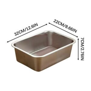 Iliya Stainless Steel Litter Box, Extra Large Metal Cat Basin, Rustproof Non-Stick Design, Easy to Clean Smooth Surface, Ideal for Cats Rabbits Hamsters, Perfect for Multi-Pet Households