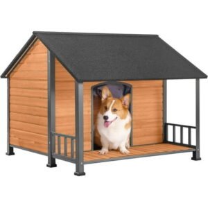 Aivituvin Dog House Outdoor 47.2″ L Upgraded with Metal Frame Large Dog Kennel for Medium to Large Dogs Weatherproof,Removable Floors,Raised Feet