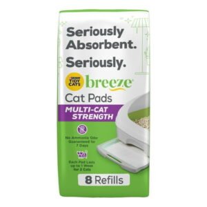 Purina Tidy Cats Breeze Multi-Cat Extra Strength Ion Cat Litter Box Pads, Bright lemongrass Scented Cat Litter Pads Refill Pack