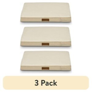 (3 pack) Vibrant Life Orthopedic Foam Dog Bed, Tan , Medium 28″ x 20″