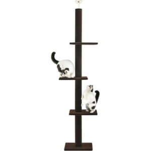 Cat Craft Cat Craft Floor to Ceiling Cat Tree Tower with 4-Tiers for Climbing, Adjustable to Fit 7.5-9 Foot Tall Ceiling, Brown