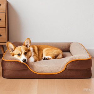 GIANNA Dog Bed for Medium Size Dogs with Non-Slip Base, Orthopedic Pet Sofa with Washable Removable Cover, Brown, 28″ L x 23″ W x 6.5″ Th