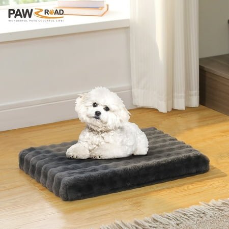 PAWZ Road Orthopedic Dog Bed for Dogs, Soft Bubble Fleece, Waterproof Pet Mat with Removable Washable Cover and Egg Crate Foam, Gray