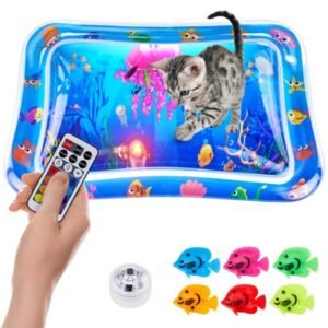 DANIPEW Motion Activated Interactive Cat Toy Water Mat with 8 plastic fish