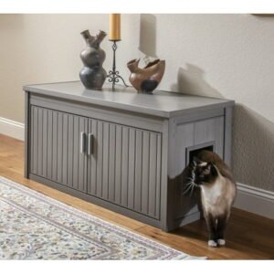 New Age Pet® ECOFLEX® Litter Loo® Bench – Durable Composite Cat Litter Box Enclosure, Moisture and Odor Resistant, Easy Assembly, Available in Espresso, Russet Brown, Antique White, Gray