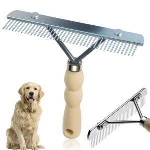 Trianu Long Tooth Grooming Rake Large Dog Rake Brush Steel Shedding Comb for German Shepherds Golden Retriever Horse