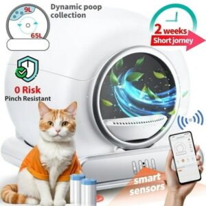 Smart Self-Cleaning Cat Litter Box with Odor Control, App Control, UV Sterilization & Safety Sensors, 19.8 Gal Drum, Fits Up to 22 lb Cats