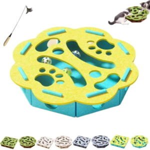 Cat Nail File Enrichment Box, Funny Cat Scratch Puzzle Enrichment Box, Kitten Pet Entertainment Toy with 3 Balls, Unique Cats Felt Maze Toy for Mental Stimulation Scratching Exercise Hunting(#H)