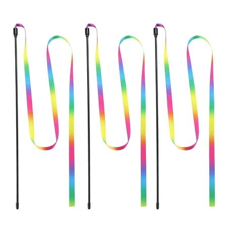 Interactive Cat Toys, Rainbow String Wand, Cat Teaser, 3 Pack