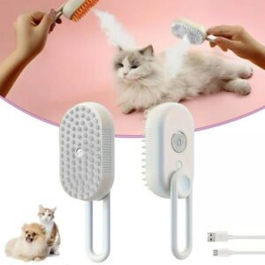 Pet Spray Massage Comb with Steam – 3-in-1 Steam Grooming Brush for Cats & Dogs, Pet Hair Removal, Massage & Cleaning Spray Comb, Ergonomic & Portable, Compact & Easy to Clean,for Bathing & Grooming