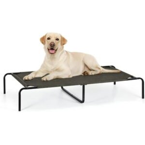 Oumilen Medium Portable Elevated Dog Bed with Anti-Slip Rubber Mats, Dark Brown
