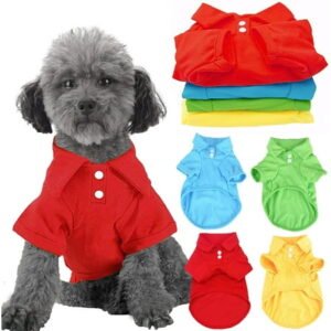 4 Pack Solid Dog Polo Tshirts Shirts Pet Puppy T-Shirt Clothes Outfit Apparel Coats Tops