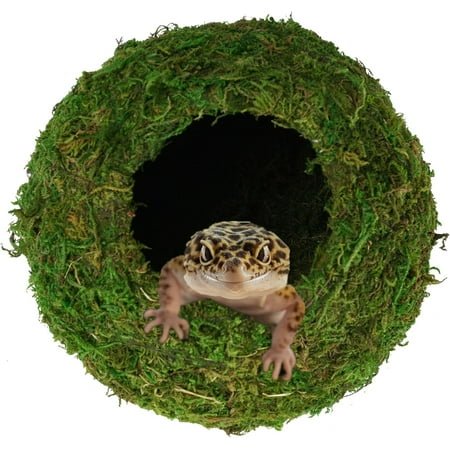 Mossy Caves, Artificial Green Moss Caves Hide for Pet Reptile Frogs and Snakes, Terrarium & Vivarium Decor, Crested Gecko Tank Decor