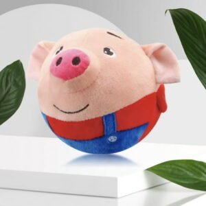 Usb Rechargeable Dog Plush Toy Singing Talking Bouncing Jump Ball Electronic Pet Dog Toy Ball (Red Pig)