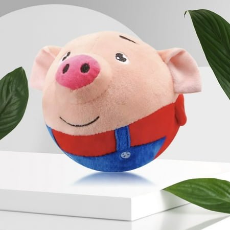 Usb Rechargeable Dog Plush Toy Singing Talking Bouncing Jump Ball Electronic Pet Dog Toy Ball (Red Pig)