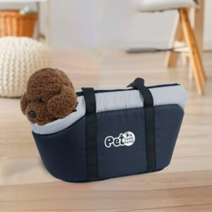 COM1950s Dog Carrier for Small Dogs Rabbit Cat with Large Pockets,Cotton Bag,Sturdy Dog Tote Bag | Vegan Dog Purse | Cat Carrier Purse | Collapsible Travel Puppy Carrier (Black,15″ L X 8″ W X 10″ H)