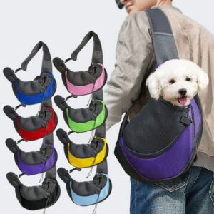 Pet Dog Sling Carrier | Breathable Mesh Travel Shoulder Bag for Small Dogs Cats | Adjustable Padded Strap | Front Pouch Design | Secure Hook | Fits Pets Up to 11 lbs | 1 Pack