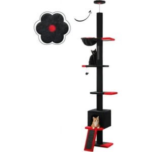 PETEPELA Floor to Ceiling Cat Tree, Gothic Cat Tower 5 Tiers Tall (83-108 Inches) Adjustable Height, Cats Climbing Tree Featuring with Condo, Scratching Post