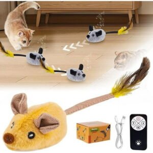 HeeHom Interactive Cat Toy Mouse Moving Cat Toys for Indoor Cats, 2024 New Remote Control Cat Toys Mice Electronic Moving Toy, Squeaky Cat Toys for Cat Self Play Exercise Birthday Gift