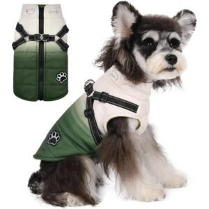 Ejiaya Warm Dog Coat Reflective Dog Jacket, Waterproof Dog Winter Coat Dog Clothes for Cold Weather, Thick Fleece Dog Snowsuit Christmas Dog Vest Pet Apparel for Small Medium Dogs