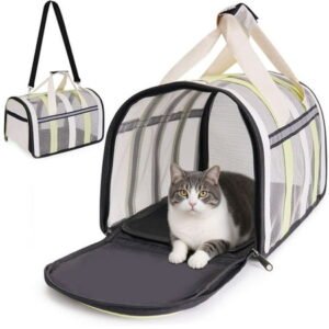 Gustave Cat Carrier Portable Soft-Sided Pet Dog Carrier Bag Crate Airline Approved Foldable Reflective Kitten Puppy Carry Travel Bag with Shoulder Strap & Removable Mat, Orange