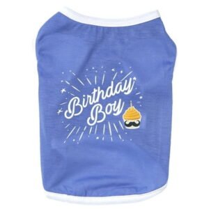 Birthday Boy Dog Shirt Cute Pet Apparel for Small to Medium Dogs Comfortable and Stylish Blue T-shirt