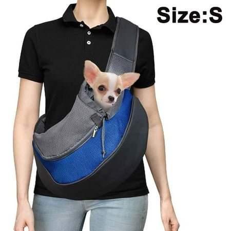 Dog Sling Carrier, Mesh Adjustable Pet Sling Hand Free Puppy Sling Carrier for Small Medium Dog Cat Rabbit,SapphireS