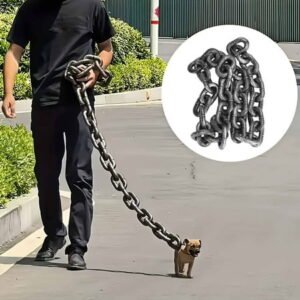 6 Ft Funny Dog Leash – Giant Plastic Chain Leash with Puppy Collar for Small Dogs, Cats, and Puppies, Chihuahua Teddy Poodle – Black Funny Chain Dog Leash