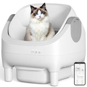 Osoeri 10L Automatic Large Cat Litter Box,Open-Top Self-Cleaning Litter Box,App Control,Safety Sensors & Odor-Free for Multi-Cat Homes.