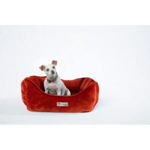 CANINI by Baguette Reversible Micro-Plush Dog Bed for Small-Sized Breeds, Russet Red