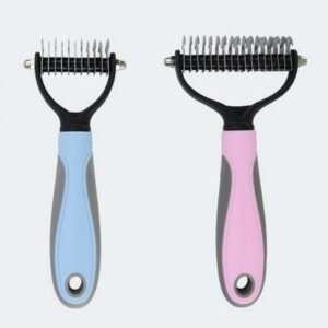 Happy Date Deshedding Brush – Double-Sided Undercoat Rake for Dogs and Cats – Shedding Comb and Dematting Tool for Grooming