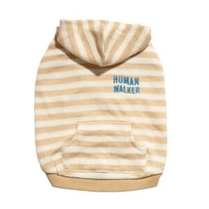 Oodles Tan Human Walker Striped Spring Bubble Hem Dog Hoodie, XS