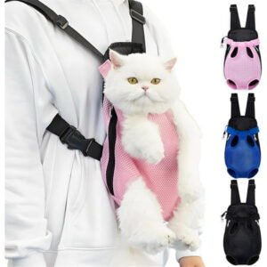 DENZUS Pet Carrier Backpack, Adjustable Pet Front Carriers for Small Medium Dogs Cats 5-18 Lbs, Legs Out, Dog Cat Carrier Backpack for Hiking,Camping,Traveling,Cycling (Blue, Medium(Fit:5-10lb))