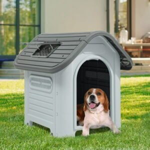 DEXS Spacious Large Dog House: A Premium Outdoor Plastic Pet House with Exceptional Water Resistance and a Translucent Skylight, Well-Lit and Comfortable Sanctuary All Year Round