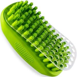 Dog Bath Brush for Grooming Deshedding Washing Massaging Dogs & Cats, Shampoo Brush Shower Scrubber with Rubber Bristles Removes Loose Hairs from Your Pet