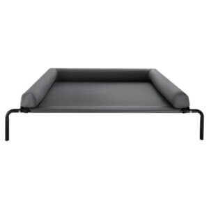 KFFKFF Elevated Dog Bed for Large Pets, Portable Raised Cot with Removable Pillow, Indoor & Outdoor Cooling Hammock Bed with Durable Steel Frame and Breathable Mesh, XL, Gray