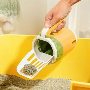 Gnmfd Cats Litter Scooping System with Waste Storage Container, Portable Kitty Poop Disposal for Home, Easy Clean Cat Litter Box Accessory, Pet Hygiene and Sanitation Solution