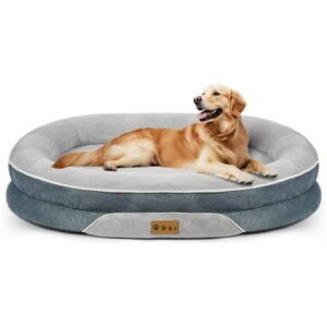 MOONORAH Dog Bed for Medium & Large Dogs – 42” Washable Dog Sofa with Removable Waterproof Cover, Supportive Foam Bolster, Non-Slip Bottom, Comfortable Pet Couch, Gray