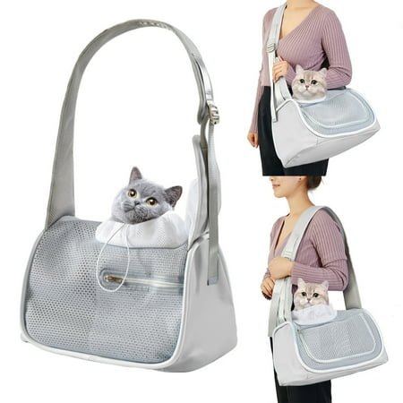 CQCYD Under $5 Dog Sling Carrier, Adjustable Soft Padded Shoudler Strap Dog Slings for Small Dogs, Dog Purse with Drawstring Mesh Opening for Puppy Cat Pet
