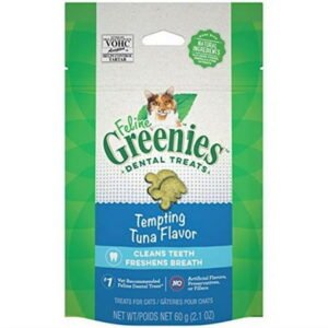 Greenies 2.1 oz Feline Adult Dental Cat Treats, Tempting Tuna Flavor